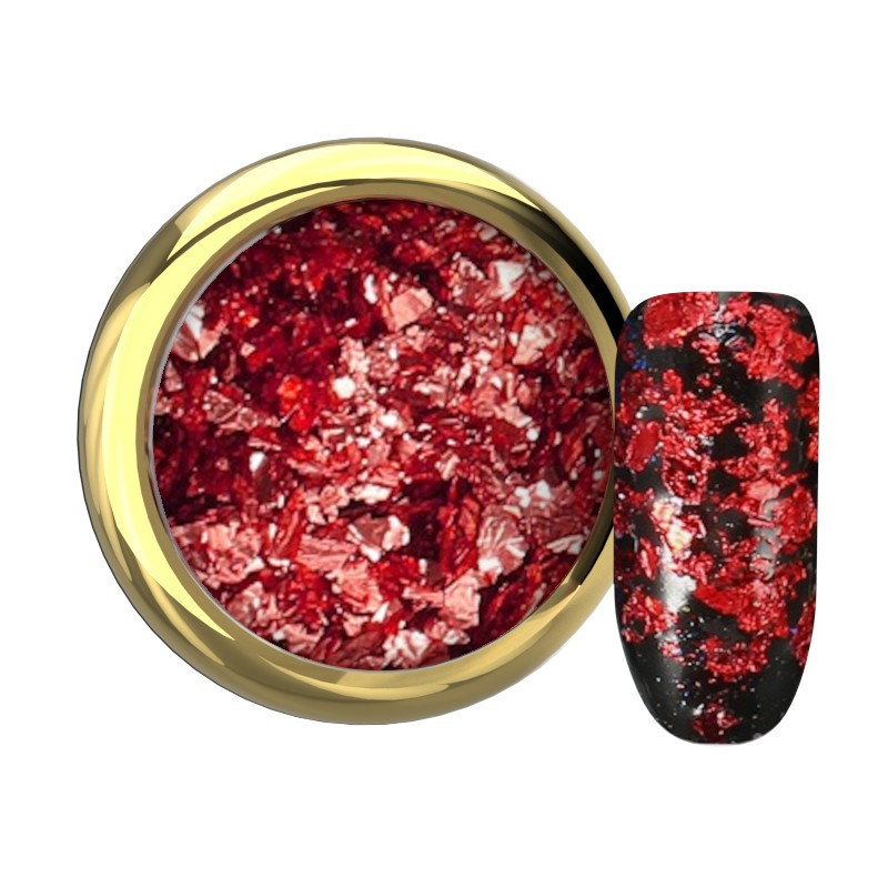 Makear Alu Flakes - Red Fever (feuilles métalliques nail art)
