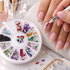 PAPILLO'NAILS - Carrousel de strass ellipse/œil de chat - Papillo'Nails