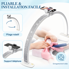 PAPILLO'NAILS - Lampe de table manucure demi-lune avec support Smatphone - Papillo'Nails