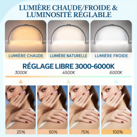 PAPILLO'NAILS - Lampe de table manucure demi-lune avec support Smatphone - Papillo'Nails