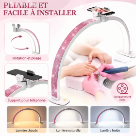 Lampe de table manucure demi-lune avec support Smatphone