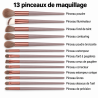 Lot de 13 pinceaux de maquillage avec pochette de rangement PAPILLO'NAILS | Papillo'Nails