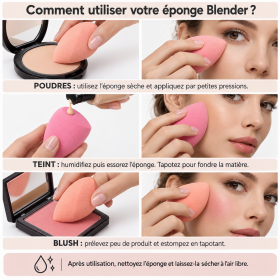 Lot de 3 Eponges Blender maquillage rose nude PAPILLO'NAILS | Papillo'Nails