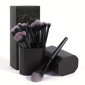 Lot de 18 pinceaux de maquillage avec étui de rangement noir MAANGE COSMETICS | Papillo'Nails