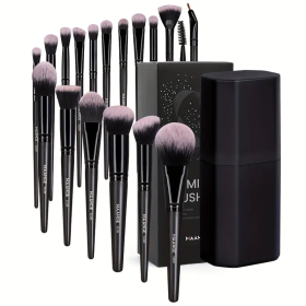 Lot de 18 pinceaux de maquillage avec étui de rangement noir MAANGE COSMETICS | Papillo'Nails