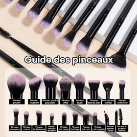 Lot de 18 pinceaux de maquillage avec étui de rangement noir MAANGE COSMETICS | Papillo'Nails