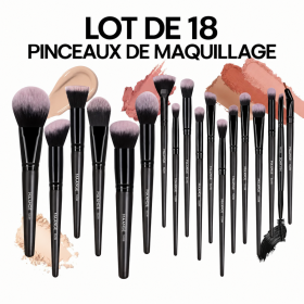 Lot de 18 pinceaux de maquillage avec étui de rangement noir MAANGE COSMETICS | Papillo'Nails