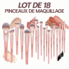 Lot de 18 pinceaux de maquillage avec étui de rangement rose MAANGE COSMETICS | Papillo'Nails