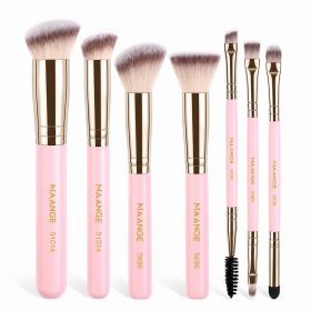 Lot de 7 pinceaux de maquillage rose & doré MAANGE COSMETICS | Papillo'Nails