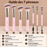 Lot de 7 pinceaux de maquillage rose & doré MAANGE COSMETICS | Papillo'Nails