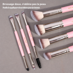 Lot de 7 pinceaux de maquillage rose & doré MAANGE COSMETICS | Papillo'Nails